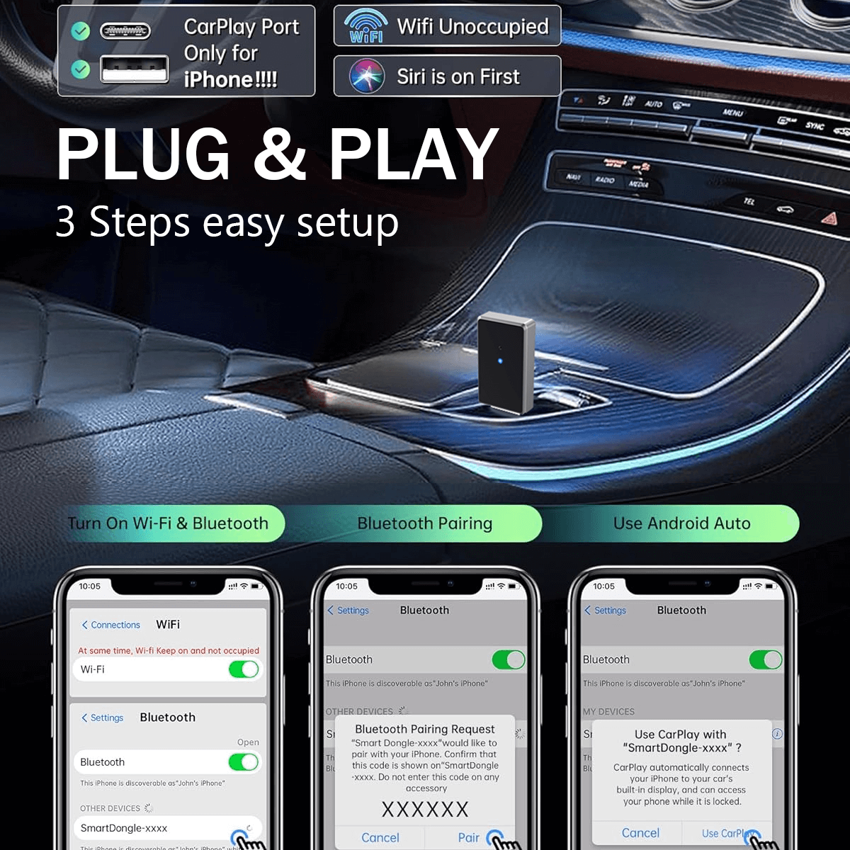(Flash Deals) GetPairr® Mini CarPlay/Android Auto wireless adpater