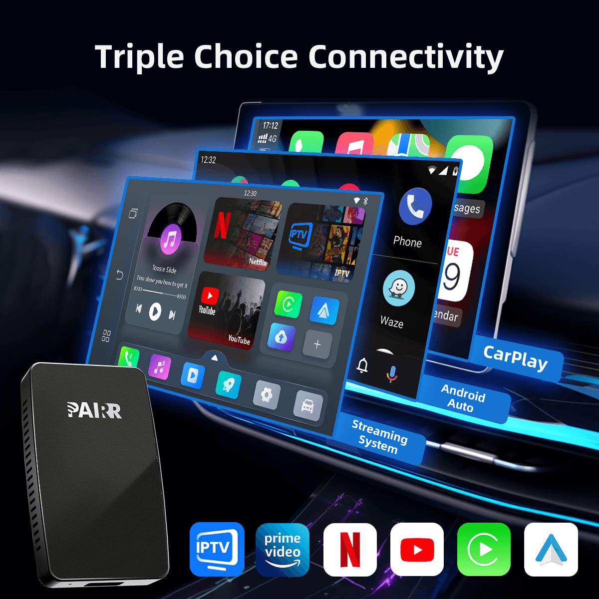Pairr Max Pro-Netflix YouTube IPTV Wireless CarPlay/ Android Auto Car Box (Copy)
