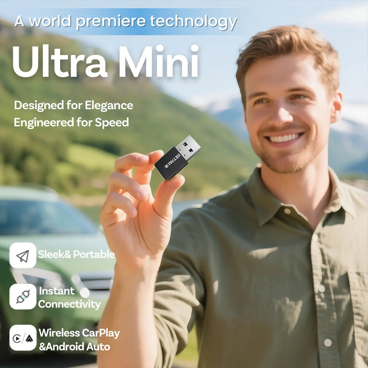 ✨2025 The Tiniest Adapter-GetPairr™ Ultra Mini 3.0 wireless CarPlay Android Auto