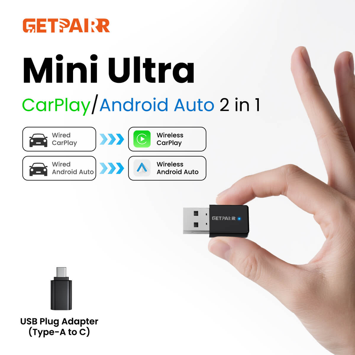 ✨2025 The Tiniest Adapter-GetPairr™ Ultra Mini 3.0 wireless CarPlay Android Auto