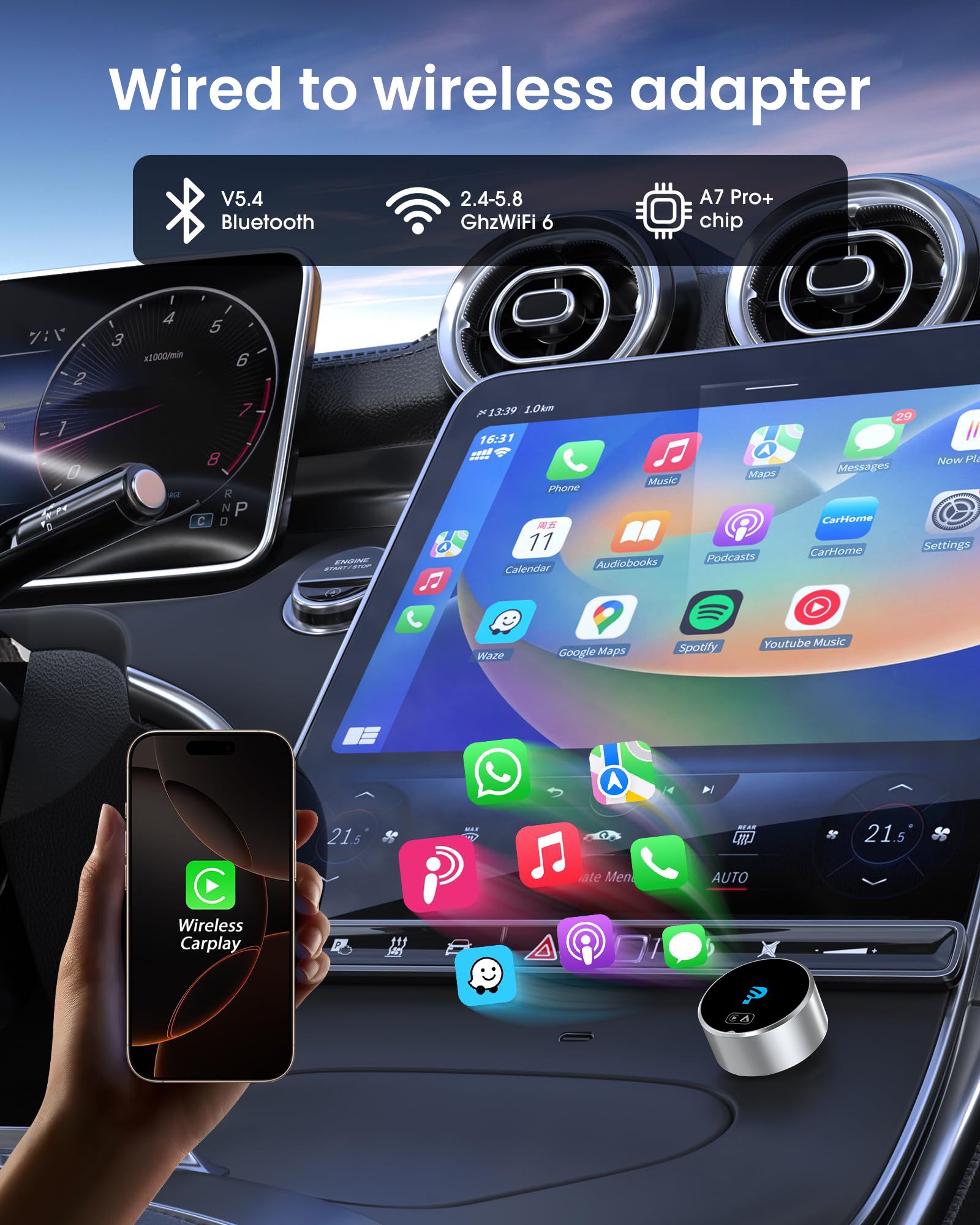 2026 GetPairr™ MiniPod3.0 | Wireless CarPlay & Android Auto Adapter