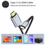 Type-C to HDMI Cable for iPhone 16/15/14/13, MacBook, iPad, Android