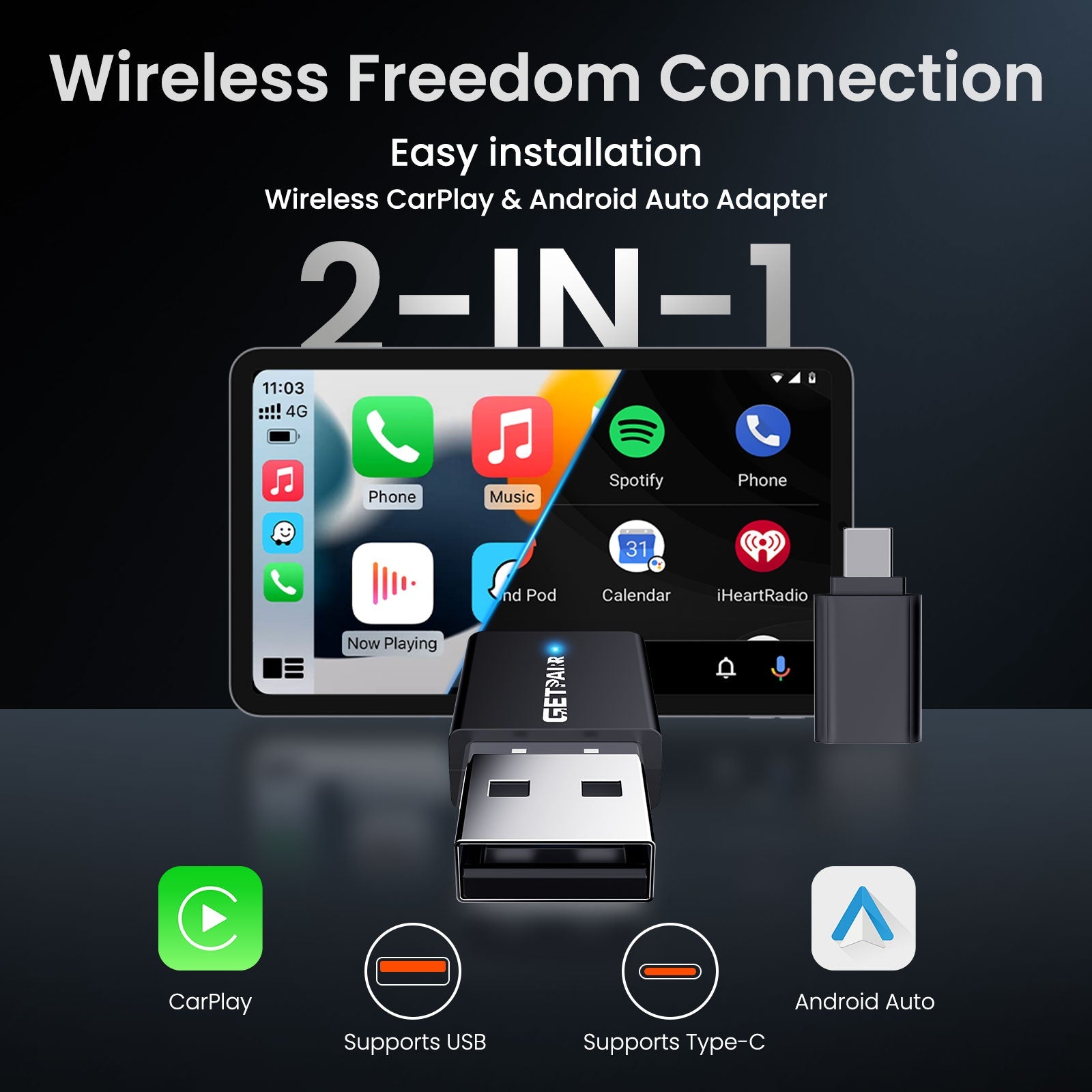 ✨2025 The Tiniest Adapter-GetPairr™ Ultra Mini 3.0 wireless CarPlay Android Auto